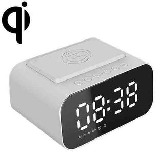 BT510 15W LED Clock Wireless Charging Bluetooth Speaker Multifunctional Smart Mirror Alarm Clock Audio(White)