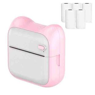 A31 Bluetooth Handheld Portable Self-adhesive Thermal Printer, Color: Pink+5 Rolls Printer Paper