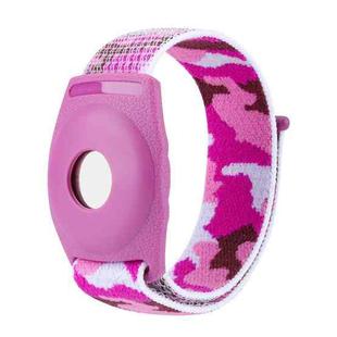 For AirTag Anti-Lost Device Case Locator Nylon Loop Watch Strap Wrist Strap, Size: 22cm Adult(Purple Camouflage)