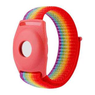 For AirTag Anti-Lost Device Case Locator Nylon Loop Watch Strap Wrist Strap, Size: 17cm Childrens(Rainbow Color)