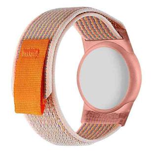 For AirTag Nylon Strap Wristband Anti-lost Tracker Protective Case(Pink Sand)