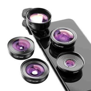 APEXEL APL-HB5 5 in 1 Wide Angle Macro Fisheye HD External Mobile Phone Lens(Set)