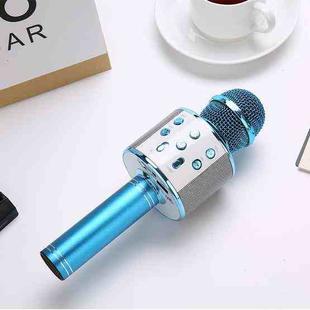 WS-858L LED Light Flashing Wireless Capacitance Microphone Comes With Audio Mobile Phone Bluetoon Live Microphone(Blue)