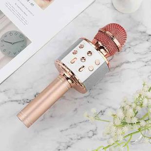 WS-858L LED Light Flashing Wireless Capacitance Microphone Comes With Audio Mobile Phone Bluetoon Live Microphone(Rose Gold)