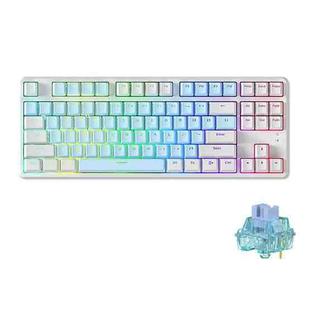 Ajazz AK873 87 Keys Bluetooth/Wireless/Wired Three-Mode Hot Swap RGB Mechanical Keyboard Biluo Shaft (White Blue)