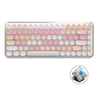 Ajazz K840T 84-Key Wireless/Bluetooth/Wired Three-Mode Round Key Punk Keycap Mechanical Keyboard Green Shaft (White Peach Mousse)