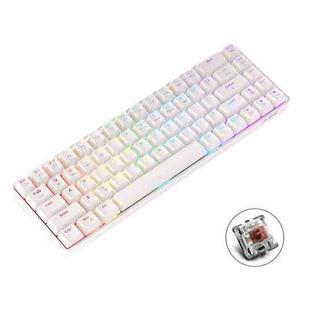Ajazz K685T 68 Keys Wireless/Bluetooth/Wired 3-Mode Hot Swap Customized RGB Mechanical Keyboard Tea Shaft (White)