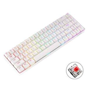 Ajazz K685T 68 Keys Wireless/Bluetooth/Wired 3-Mode Hot Swap Customized RGB Mechanical Keyboard Red Shaft (White)