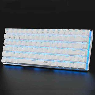 Ajazz AK33 82 Keys Bluetooth 5.0/Wired Dual Mode Red Shaft Mechanical Keyboard Blue Light (White)
