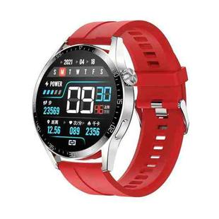 Sports Health Monitoring Waterproof Smart Call Watch With NFC Function, Color: Silver-Red Silicone