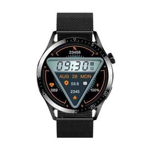Sports Health Monitoring Waterproof Smart Call Watch With NFC Function, Color: Black-Black Steel+Black Silicone