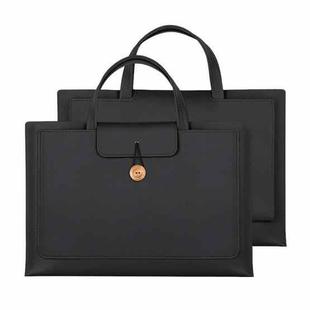 15.4/16 inch Elastic Button Laptop Waterproof PU Handbag(Black)