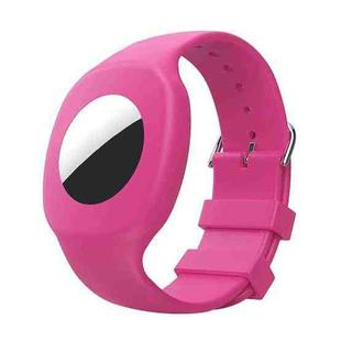 For Airtag Silicone Children Watch Band Protective Case(Rose Red)