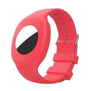For Airtag Silicone Children Watch Band Protective Case(Watermelon Red)