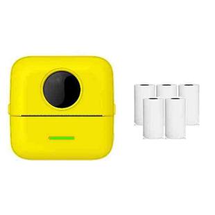 Mini Student Wrong Question Bluetooth Thermal Printer With 5 Rolls White Paper(Yellow)