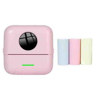 Mini Student Wrong Question Bluetooth Thermal Printer With 3 Rolls Color Paper(Pink)