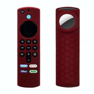 2pcs Remote Control Case For Amazon Fire TV Stick 2021 ALEXA 3rd Gen With Airtag Holder(Wine Red)