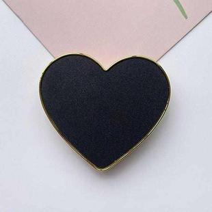 Electroplated Gold Trimmed Heart Shaped Retractable Cell Phone Buckle Air Bag Bracket(Black)
