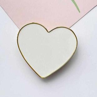 Electroplated Gold Trimmed Heart Shaped Retractable Cell Phone Buckle Air Bag Bracket(White)