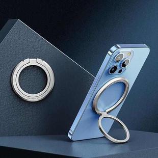 Zinc Alloy Magnetic Ring Buckle Phone Holder Desktop Portable Ring Buckle Folding Bracket(Silver)