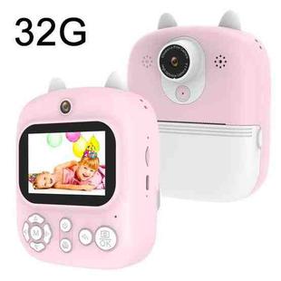 1200W Pixel  2.4 Inch Display Children Print Instant Camera 32G+Card Reader  Pink