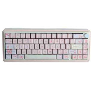 Bluetooth Wireless 3-mode RGB Backlit Gaming Mechanical Keyboard Aluminum Alloy Kit + Keycap(Pink)