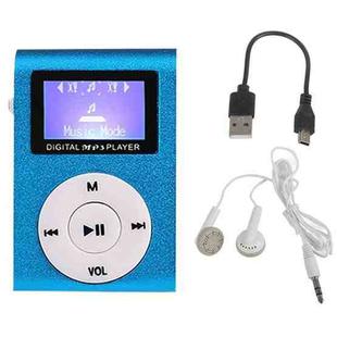 Mini Lavalier Metal MP3 Music Player with Screen, Style: with Earphone+Cable(Blue)
