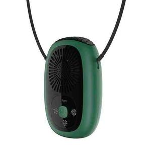 Leafless Hanging Neck Fan Mini Handheld Fan USB Rechargeable Fan With Negative Ions Green