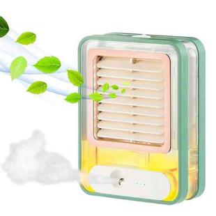 Small Electric Fan Humidification Spray with Ambient Night Light(Green)