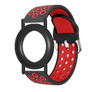 For AirTag Wrist Strap Wristband  Anti Lost Bracelet Tracking Locator Silicon Protector(Black Red)