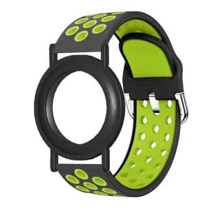 For AirTag Wrist Strap Wristband  Anti Lost Bracelet Tracking Locator Silicon Protector(Black Green)