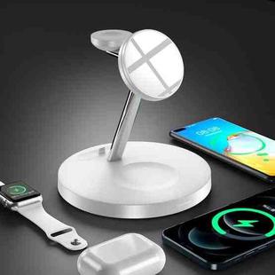 15W 3-In-1 Magnetic Wireless Charging Mobile Phone Headphone Fast Charging With Light(White)