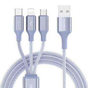 ROMOSS CB25 3 In 1 3.5A  8 Pin + Micro USB + Type C/USB-C Cable 1m(Elegant Purple)