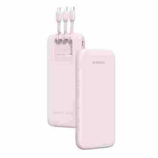 ROMOSS Phc10 15W 10000mAh Power Bank Built In 3 Cables(Pink)