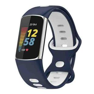 For Fitbit Charge 5 Smart Watch Sports Waterproof Two-Color Silicone Band(Blue White)