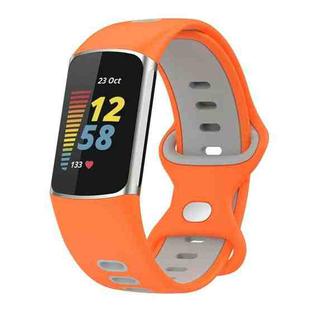 For Fitbit Charge 5 Smart Watch Sports Waterproof Two-Color Silicone Band(Orange Gray)