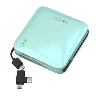 ROMOSS PHE10 10000mAh Mirror Mini Power Bank With 3-In-1 Data Cable(Lake Green)