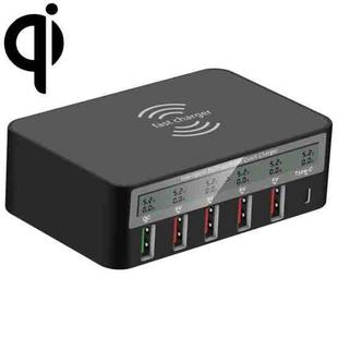 818F 5 USB Ports + Type-C Multifunctional Multi-Port Wireless Charger, Style: AU Plug (Black)