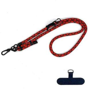 10mm Thick Rope Mobile Phone Anti-Lost Adjustable Lanyard Spacer(Red Black Coarse Patterns)