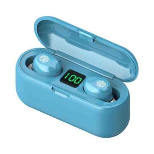 F9-2 LED Digital Display Wireless In-Ear Noise Reduction Long Life Bluetooth Headset(Sky Blue)
