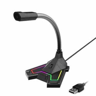 RGB Microphone Home Game Live Voice Video Microphone, Interface: USB(Black)