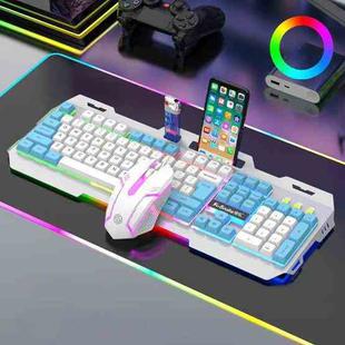 K-Snake Mechanical Feel Keyboard Mouse Kit USB Wired 104 Keycaps Computer Keyboard, Style: Keyboard+Mouse (White Blue) 