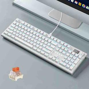 LANGTU LT104 Mechanical Keyboard Backlight Display Flexible DIY Keyboard, Style: Wired Single Mode Gold Axis (White)