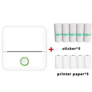 X6 200DPI Student Homework Printer Bluetooth Inkless Pocket Printer White 5 Printer Papers+5 Stickers