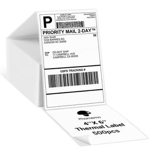500sheets 4×6 Inch Stickers Thermal Label Paper For Phomemo PM-246S / PM-241BT / D520BT, Style: Folding White
