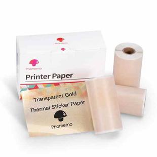 3rolls /Pack Phomemo For M02 / M02S / M02Pro 50mm Thermal Label Printing Paper for Sticker Printer With Black Letter on Gold Powder Background