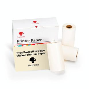 For Phomemo M02 / M02S / M02 Pro 3rolls /Pack 53mm 10 Years Eyes Protection Beige Sticker Thermal Paper