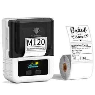 Phomemo M120 Label Maker Barcode Printer Bluetooth Thermal Label Machine(White)