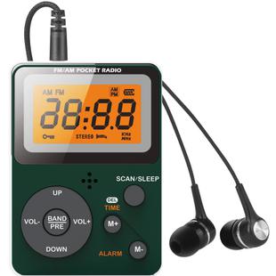 QL-06 Portable FM/AM Digital Display Two-Band Listening Test Radio, Style: EU Version(Dark Green)