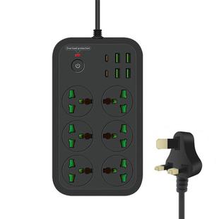 T24 2m 3000W 6 Plugs + PD + 4-USB Ports Multifunctional Flame-Retardant Socket With Switch(UK Plug)
